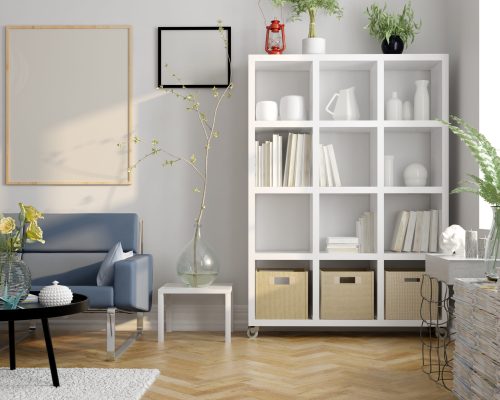 Scandinavian style interior design 3 D rendering